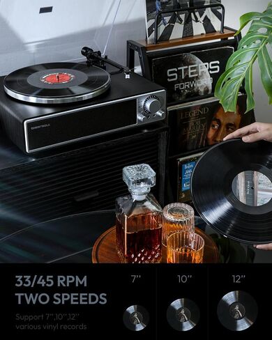 ONE-Q All-in-one Vinyl Record Player with Bluetooth 5.4, HiFi Turntable Built-in Speakers, Phono Preamp, AT-3600L Cartridge, 33/45 RPM, Auto Off in Saudi Arabia