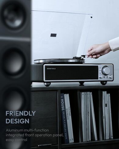 ONE-Q All-in-one Vinyl Record Player with Bluetooth 5.4, HiFi Turntable Built-in Speakers, Phono Preamp, AT-3600L Cartridge, 33/45 RPM, Auto Off in Saudi Arabia