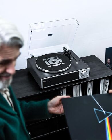 ONE-Q All-in-one Vinyl Record Player with Bluetooth 5.4, HiFi Turntable Built-in Speakers, Phono Preamp, AT-3600L Cartridge, 33/45 RPM, Auto Off in Saudi Arabia
