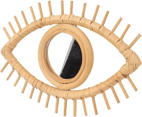 مرآة عين الروطان، مرآة حائط على شكل عين، مرآة راتان لتزيين الحائط، زخارف رمزية أنيقة لتزيين الحمام المنزلي والفندق in Kuwait