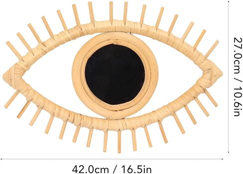 مرآة عين الروطان، مرآة حائط على شكل عين، مرآة راتان لتزيين الحائط، زخارف رمزية أنيقة لتزيين الحمام المنزلي والفندق in Kuwait