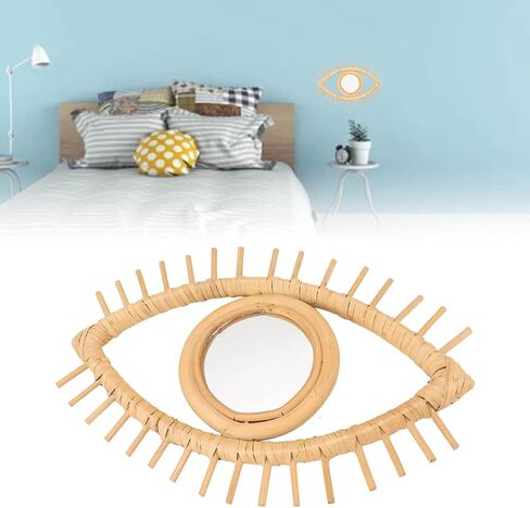 مرآة عين الروطان، مرآة حائط على شكل عين، مرآة راتان لتزيين الحائط، زخارف رمزية أنيقة لتزيين الحمام المنزلي والفندق in Kuwait