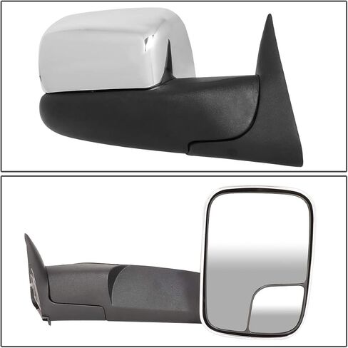 DNA Motoring TWM-011-T222-CH Pair Chrome Cover Manual Flip Up Replacement Towing Mirrors Compatible With 94-01 Ram 1500/94-02 Ram 2500 3500 in Saudi Arabia