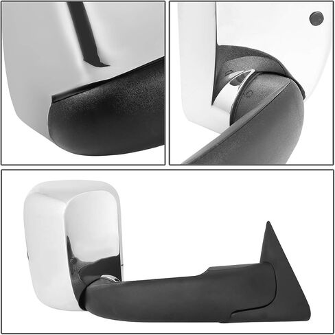 DNA Motoring TWM-011-T222-CH Pair Chrome Cover Manual Flip Up Replacement Towing Mirrors Compatible With 94-01 Ram 1500/94-02 Ram 2500 3500 in Saudi Arabia