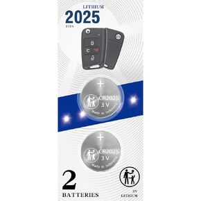 Key Fob Replacement Batteries for Volkswagen VW Atlas Jetta Tiguan Passat Golf Beetle Taos GTI ID4 CC Touareg Routan Eos Rabbit Arteon,2 Pack CR2025 Remote Key Fob OEM Battery