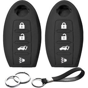 2pcs Compatible with Nissan GT-R Leaf Versa Altima Armada Frontier Kicks Maxima Murano Pathfinder Rogue Select Sentra Titan Versa Note Infiniti QX80 Carbon Fiber Looks Key Fob Cover Case