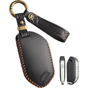 Key Fob Cover for Kia Telluride Leather Key Case Keychain for K5 GT-LINE Sorento 2024 2025 Car Key Holder Protector (Black)