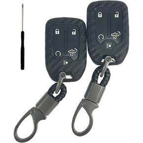 Silicone Rubber Carbon Fiber Patter Key Fob Cover Compatible with 2019-2021 Chevrolet Silverado 1500 Silverado 2500 HD Silverado 3500 HD GMC Sierra 1500 Sierra 2500 HD Sierra 3500 HD