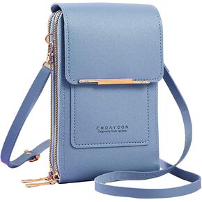 PORRASSO Touch Screen Crossbody Phone Bag Women Shoulder Bag PU Phone Purse Bag Fashion Satchel Wallet for Dating Shopping Traveling Black