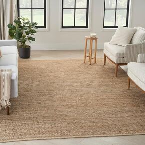 Nourison Natural Jute Solid Natural 8' x 10' Area -Rug, Easy -Cleaning, Non Shedding, Bed Room, Living Room, Dining Room, Kitchen (8x10)