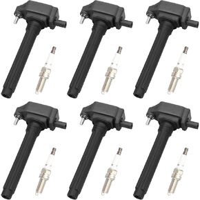 MAYASAF Iridium Spark Plug and Ignition Coil Kit UF648 6 Pairs Compatible for Dodge 11-15 Durango/11-19 Journey, for Avenger/Challenger, for Jeep Cherokee, for Wrangler, for Ram for Chrysler for Ford