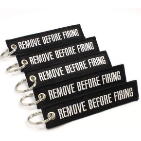 Rotary13B1 Remove Before Firing Keychain - Black/white - 5pcs