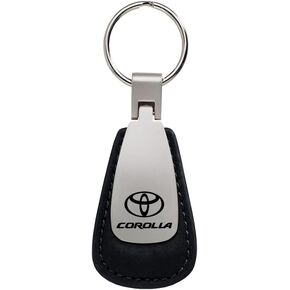 Au-TOMOTIVE GOLD Leather Teardrop Key Fob for Toyota Corolla (Black)