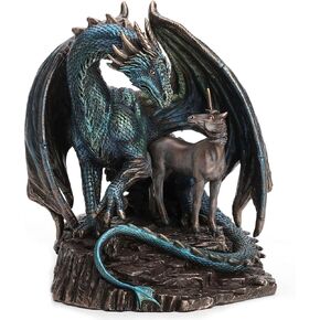 Veronese Design 6 7/8 Inch Protector of Magick by Lisa Parker Cold Cast Resin Bronze Finish Dragon Unicorn Sculpture