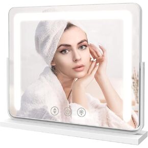 Vanity Mirror with Light, Vanity Makeup Mirror with Dimmiable 3 Lighting Modes LED Strip, Wall-Mounted and Tabletop Mirror, Dressing Room, Powder Room & Bedroom Lighting, 19.7" L x 16.5" H