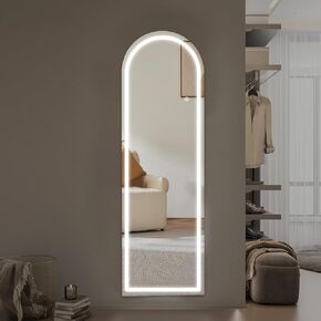 20'' x 63'' Full Length Mirror with Dimmable & 3 Color LED Lights for Bedroom, Dressing Room and Salon, 20'' x 63'', Arched