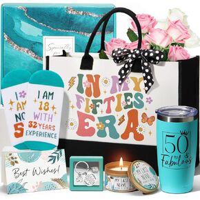 50th Birthday Gifts for Her, Fabulous 50th Birthday Gifts for Women, Cool Turning 50 Year Old Gifts 1974 Gifts, Unique Happy 50th Birthday Gifts Ideas for Her Mom Sister Friend Wife w/ Canvas Tote Bag