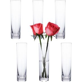 Glass Cylinder Bud Vases for Centerpieces, 12 Pack Clear Small Glass Flower Vases, 7 Inch Tall Glass Cylinder Vase for Wedding Table Home Decor, Slim Flower Vase for Single Bouquet Flower
