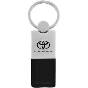 Au-Tomotive Gold, INC. Officially Licensed Black Duo Leather / Chrome Key Fob for Toyota Camry