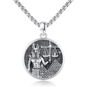 TRISHULA Anubis Necklace 925 Sterling Silver Egyptian Anubis Pendant Necklace Guardian of the Dead Necklace Amulet Protection Egypt Jewelry for Women Men
