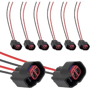 8 PCS Fuel Injector Connector Pigtail Set - Replace OEM# 5013995AA, 5161919AA - Compatible with Dodge, Ford, Chevrolet, and More