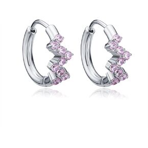 Surgical Stainless Steel Cubic Zirconia Hoop Earrings, Heart Star Square Teardrop Triangle Rectangle Horse Eye Round CZ Huggie earrings for Women