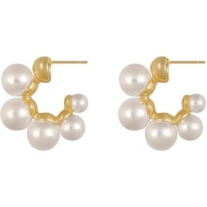 Pearl Earrings for Women Pearl Drop Earrings Gold Pearl Hoop Earrings Elegant Pearl Dangle Earrings Bridal Earrings for Wedding Jewelry Mothers Day Gifts for Mom