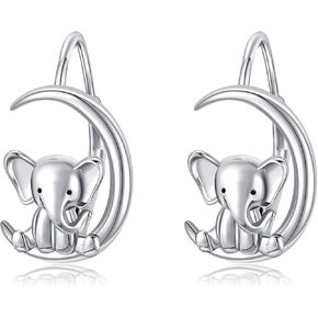 Elephant Earrings Sterling Silver Elephant Hoop Earrings Cute Animals Earrings Elephant Jewelry for Women Animal Lovers