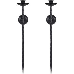 Candle Sconces Set of 2, Metal Long Wall Sconce Candle Holder, Black Taper Candle Holders Wall Hanging, Decorative Candle Sconce Wall Decor for Living Room Bedroom Office Weddings Event