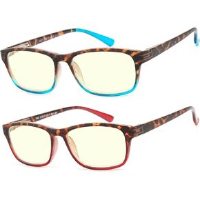 Success Eyewear Computer Glasses 2 Pair Anti Glare Spring Hinge Ombre Color Computer Reading Glasses for Men and Women
