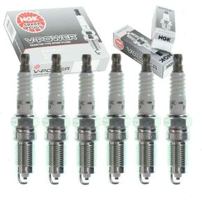 6 pc NGK V-Power Spark Plugs compatible with Ford Mustang 3.8L 4.0L V6 1985-2010