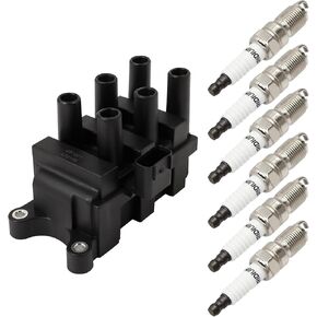 OCPTY 1 ignition coils wilth 6 iridium Spark Plugs, Fit for Mercury Sable 3.0L 2001-2005,for Mercury Monterey 4.2L 2004-2007,for Ford for F-150 4.2L 2001-2008 DG485 C1312 E260