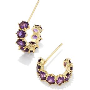 Kendra Scott Cailin 14k Gold-Plated Brass Crystal Huggie Earrings in Purple Crystal, Fashion Jewelry For Women