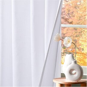 White Cotton Drapes,108 inch Long White Curtains,White Curtain,Chritsmas,Thanksgiving, Cotton Curtains Set of 2 size 50x108 inch,Curtains For Window,Textured White Curtains Set of 2,108" curtains