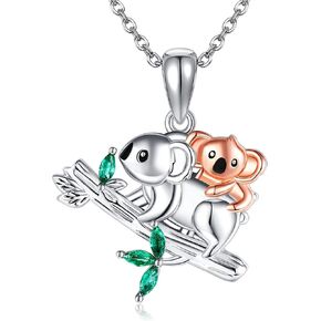 POPLYKE Frog/Fox/Ladybug/Cat/Pig/Dinosaur/Penguin/Sea Turtle/Koala Necklace Jewelry for Women Sterling Silver for Mom Daughter Wife(sliver-animal necklace)