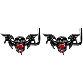 2Pcs 20G Black Devil L-Shaped Nose Rings Stainless Steel Skull Bat Nose Studs Rings Halloween Nose Nostril Piercing Jewelry