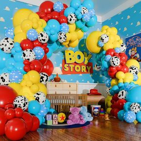 100pc, 4 Sizes – Toy Story Balloons Arch Kit for Boy Story Baby Shower Decorations Theme – Toy Story Balloon Garland Kit with Cloud & Cow Toy Story Balloons for First Toy Story Birthday Party Supplies in Kuwait