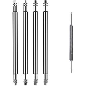 Watch Band Pins Replacement Kit, 4pcs Heavy Duty Stainless Steel Watch Spring Bars and Spring Bar Removal Tool, 1.5mm Diameter Watch Band Spring Bars 14mm 16mm 18mm 19mm 20mm 21mm 22mm 24mm