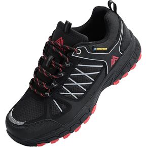 Queday Men's Waterproof Hiking Shoes Lightweight Anti Slip Outdoor Ankle Boots Breathable Hike Trekking Trails Shoe