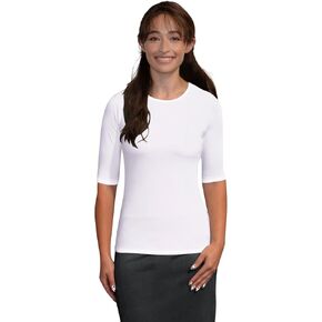 Kosher Casual Women's Modest Boat Neck Fitted Layering Top with Elbow Length Sleeves