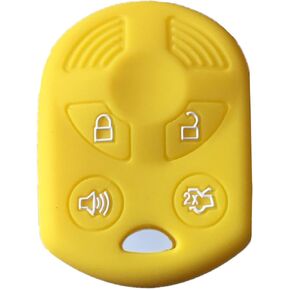 KAWIHEN Silicone Key Fob Cover Compatible with Ford Lincoln Mercury 4 buttons OUCD6000022 164-R8046 164-R7040 CWTWB1U722 (Yellow)