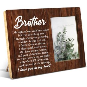 NGAEAK Brother Memorial Gifts, in Loving Memory of Brother Wood Picture Frame, Sympathy Gift Loss of Brother, Brother Memorial Photo Frame, Display Photo 4 x 6 Inch