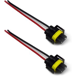 2 PCS H11 H9 H8 880 881 Female Adapter Wiring Harness Sockets Wire Connector for Spotlights Fog Lights (Black)