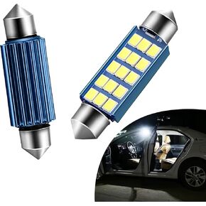 4 PCS Car 42mm LED Extremely Bright Bulbs, 6500K 2835 Chipsets Double Pointed lamp Bulbs, 211-2 569 6411 6451 Light Bulb Replacement, Universal Interior LED Dome Map Door Lights (White)