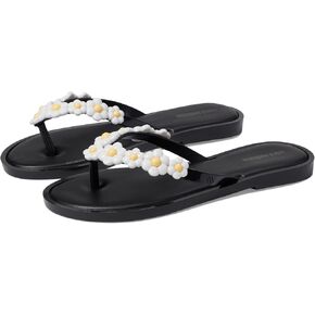 mini melissa Girl's Mini Flip-Flop Spring (Little Kid/Big Kid) Black/White 11 Little Kid M