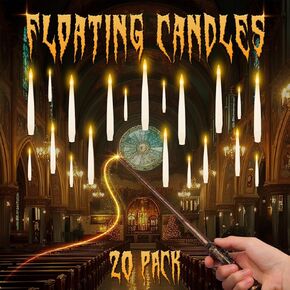 Floating Candles with Wand - 12PCs Flameless Candles, Halloween Decorations, Magic Hanging Decorations for Birthday, Party, Halloween Christmas Decor