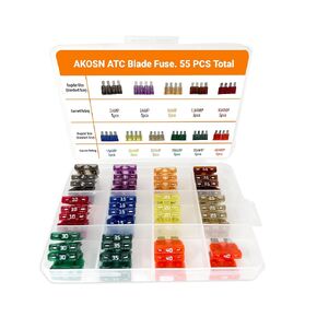 Standard ATO/Car Fuse Assortment Kit, 55 Pieces, Automotive Blade Fuse, 11 Current Ratings from 2A to 40A, 32V