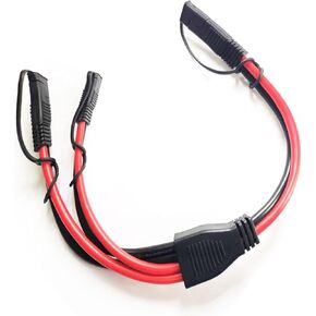 SAE Splitter Adapter 10AWG SAE DC Power Automotive Connector Cable Y Splitter 1 to 2 SAE Extension Cable, Fit for Suitable for Solar Battery Connection and Transfer 1.3ft in/40cm - with Cover