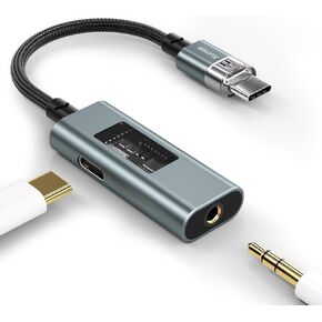 Xumee USB C to 3.5mm Audio Adapter and Charger (Hi-Res 32bit/384kHz,60W PD) 2 in 1 USB-C to Headphone Jack Aux Dongle for iPhone 16/15 Pro Max,Galaxy S24 Ultra S23, Pixel 8 and More
