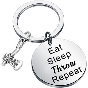 Zuo Bao Funny Axe Throwing Gift Eat Sleep Throw Repeat Keychain Gift for Axe Thrower
